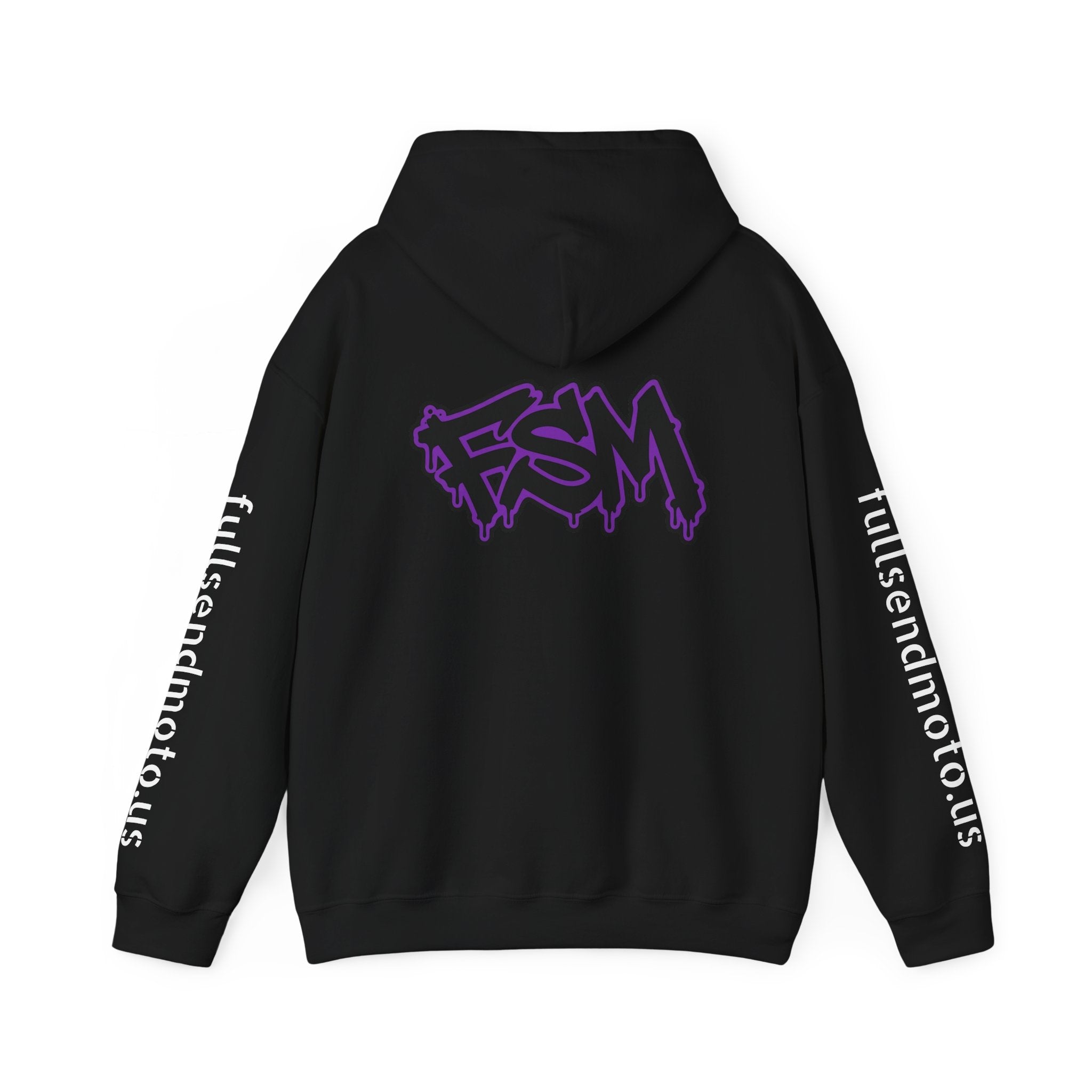 FSM Graffiti Hoodie — White Pullover with Purple Street Art Logo